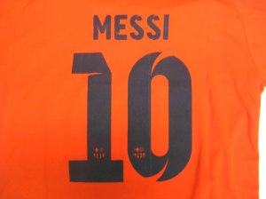 画像1: 子供用 K134 バルセロナAWAY MESSI*10 メッシ 2015 オレンジ ゲームシャツ パンツ付