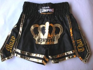 画像1: 新品 サテン 06 LUMPINI ボクシングパンツ S/M/L/XL 選択 黒王冠 /ボクシング/ムエタイ/トランクス/通販/大人用/キッズ用/ジュニア/子供用