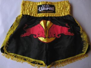画像1: 新品 サテン 09 LUMPINI ボクシングパンツ S/M/L/XL 選択 黒赤牛 /ボクシング/ムエタイ/トランクス/通販/大人用/キッズ用/ジュニア/子供用