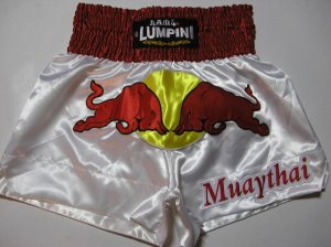 画像1: 新品 サテン 07 LUMPINI ボクシングパンツ S/M/L/XL 選択 白赤牛 /ボクシング/ムエタイ/トランクス/通販/大人用/キッズ用/ジュニア/子供用