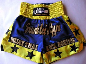 画像1: 新品 サテン 10 LUMPINI ボクシングパンツ S/M/L/XL 選択 青黄★ /ボクシング/ムエタイ/トランクス/通販/大人用/キッズ用/ジュニア/子供用
