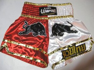 画像1: 新品 サテン 19 LUMPINI ボクシングパンツ S/M/L/XL 選択 赤白黒牛 /ボクシング/ムエタイ/トランクス/通販/大人用/キッズ用/ジュニア/子供用