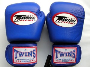 画像1: 新品 正規 TWINS 本格ボクシンググローブ 青 /ボクシング/ムエタイ/本革製/グローブ