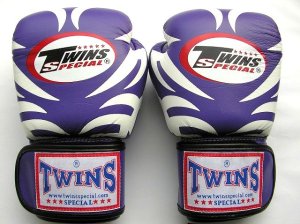 画像1: 新品 正規 TWINS 本格ボクシンググローブ TATOO 紫 /ボクシング/ムエタイ/本革製/グローブ