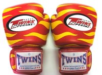 新品 正規 TWINS 本格ボクシンググローブ ZEBRA 赤黄 /ボクシング/ムエタイ/本革製/グローブ