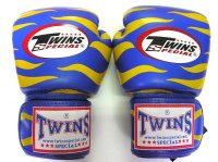 新品 正規 TWINS 本格ボクシンググローブ ZEBRA 青黄 /ボクシング/ムエタイ/本革製/グローブ