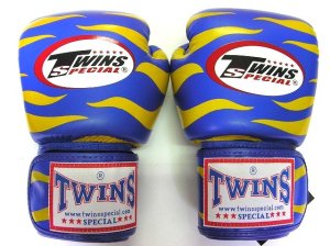 画像1: 新品 正規 TWINS 本格ボクシンググローブ ZEBRA 青黄 /ボクシング/ムエタイ/本革製/グローブ