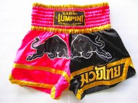 新品 サテン 33 LUMPINI ボクシングパンツ S/M/L/XL 選択 黒桃牛 /ボクシング/ムエタイ/トランクス/通販/大人用/キッズ用/ジュニア/子供用