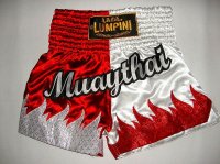 新品 サテン 38 LUMPINI ボクシングパンツ S/M/L/XL 選択 赤白MUAY炎 /ボクシング/ムエタイ/トランクス/通販/大人用/キッズ用/ジュニア/子供用