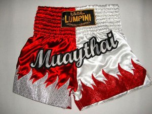 画像1: 新品 サテン 38 LUMPINI ボクシングパンツ S/M/L/XL 選択 赤白MUAY炎 /ボクシング/ムエタイ/トランクス/通販/大人用/キッズ用/ジュニア/子供用