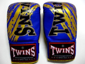 画像1: 新品 正規 TWINS パンチンググローブ 青金 M〜XL 3size 選択 /ボクシング/ムエタイ/パンチンググローブ/本革製/