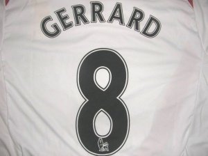 画像1: 子供用 K048 リバプールAWAY GERRARD*8 ジェラード 白 16 ゲームシャツ パンツ付 /サッカー/オーダーメイド/ネーム作成/通販/キッズ/ジュニア/子供用/大人用/オリジナル