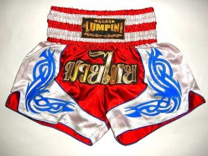 画像1: 新品 サテン 93 LUMPINI ボクシングパンツ S/M/L/XL 選択 赤白水炎 /ボクシング/ムエタイ/トランクス/通販/大人用/キッズ用/ジュニア/子供用