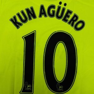 画像1: 子供用 K105 マンチェスターシティーAWAY KUN AGUERO*10 アグエロ 黄 16 ゲームシャツ パンツ付 /サッカー/オーダーメイド/ネーム作成/通販/キッズ/ジュニア/子供用/大人用/オリジナル 