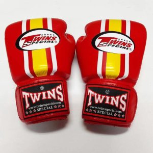 画像2: 新品 正規 TWINS 本格ボクシンググローブ 赤黄白ストライプ /ボクシング/ムエタイ/本革製/グローブ