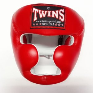 画像1: 新品 正規 TWINS ヘッドギア 赤 /ボクシング/ムエタイ/ヘッドガード/本革製/