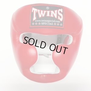 画像1: 新品 正規 TWINS ヘッドギア 赤 /ボクシング/ムエタイ/ヘッドガード/本革製/