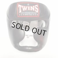 新品 正規 TWINS ヘッドギア 黒 /ボクシング/ムエタイ/ヘッドガード/本革製