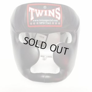 画像1: 新品 正規 TWINS ヘッドギア 黒 /ボクシング/ムエタイ/ヘッドガード/本革製