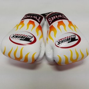 画像2: 新品 正規 TWINS 本格ボクシンググローブ FIRE 白 /ボクシング/ムエタイ/本革製/グローブ