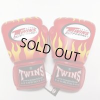 新品 正規 TWINS 本格ボクシンググローブ FIRE 赤 /ボクシング/ムエタイ/本革製/グローブ
