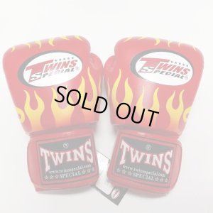 画像1: 新品 正規 TWINS 本格ボクシンググローブ FIRE 赤 /ボクシング/ムエタイ/本革製/グローブ