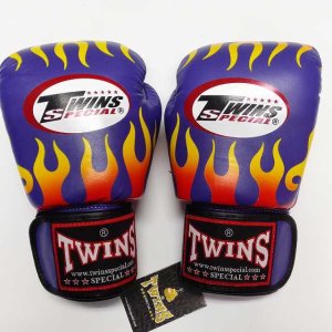 画像2: 新品 正規 TWINS 本格ボクシンググローブ FIRE 紫 /ボクシング/ムエタイ/本革製/グローブ