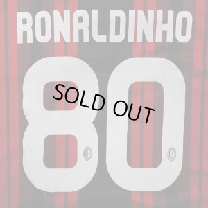 画像1: 子供用 K002 ACミランHOME RONALDINHO*80 ロナウジーニョ 赤黒 18 ゲームシャツ パンツ付 サッカー ユニフォーム