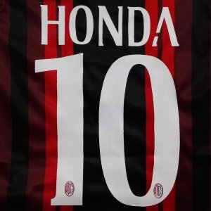 画像1: 子供用 K002 ACミランHOME HONDA*10 本田 赤黒 18 ゲームシャツ パンツ付 サッカー ユニフォーム