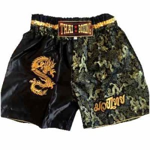 画像1: 新品 ナイロン 子供用 ムエタイ 龍黒 SSS/SS/S/M/L 選択/キックパンツ/ボクシングパンツ/ボクシング/ムエタイ/トランクス/キッズ用/ジュニア