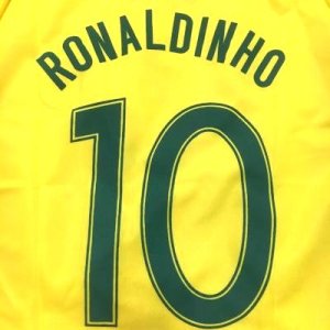 画像1: 子供用 K012 ブラジルHOME RONALDINHO*10 ロナウジーニョ 黄 ゲームシャツ パンツ付 /サッカー/オーダーメイド/ネーム作成/通販/キッズ/ジュニア/子供用/大人用/オリジナル