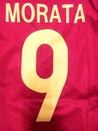 子供用 K014 スペイン MORATA*9 モラタ 赤 16 ゲームシャツ パンツ付 