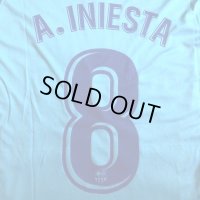 大人用 A134 バルセロナAWAY A.INIESTA*8 イニエスタ 18 水色 ゲームシャツ パンツ付