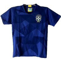 子供用 K049 ブラジル T.SILVA*2 チアゴ・シウヴァ 青 18 ゲームシャツ パンツ付