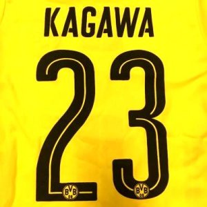 画像1: 子供用 K017 ボルシア ドルトムント KAGAWA*23 香川 黄袖黒 19 ゲームシャツ パンツ付