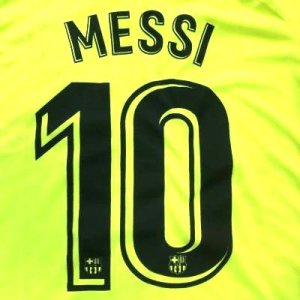 画像1: 大人用 A134 バルセロナ MESSI*10 メッシ 黄斜め線 20 ゲームシャツ パンツ付