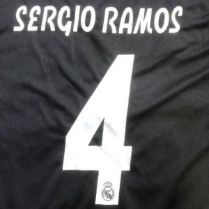 画像1: 子供用 K027 レアルマドリード SERGIO RAMOS*4 セルヒオラモス 黒グレー 19 ゲームシャツ パンツ付