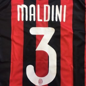 画像1: 子供用 K002 ACミラン MALDINI*3 マルディーニ 19 赤黒 ゲームシャツ パンツ付 サッカー ユニフォーム