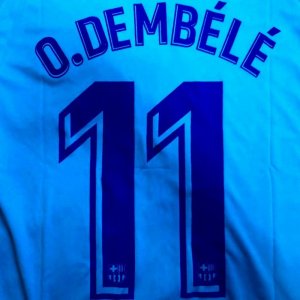 画像1: 子供用 K134 バルセロナ O.DEMBELE*11 ウスマン デンベレ 水首紺 20 ゲームシャツ パンツ付