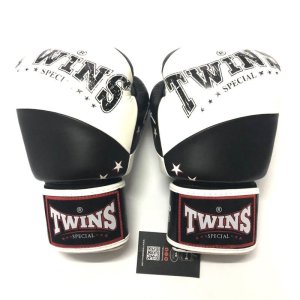 画像1: 新品 正規 TWINS 本格ボクシンググローブ 黒白スター /ボクシング/ムエタイ/本革製/グローブ