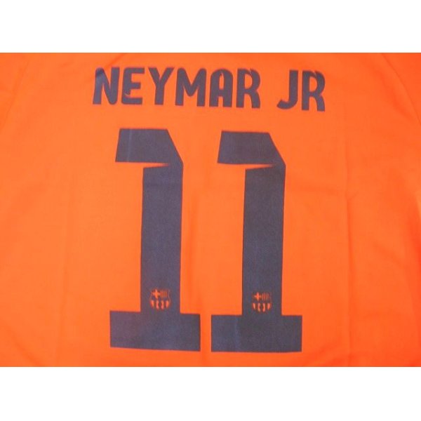 画像1: 子供用 K134 バルセロナAWAY NEYMAR JR*11 ネイマール 2015 オレンジ ゲームシャツ パンツ付 (1)