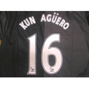 画像: 子供用 K135 マンチェスターシティーAWAY KUN AGUERO*16 アグエロ 黒 2013 ゲームシャツ パンツ付 /サッカー/オーダーメイド/ネーム作成/通販/キッズ/ジュニア/子供用/大人用/オリジナル