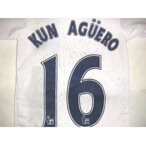 画像: 子供用 K077 マンチェスターシティーAWAY KUN AGUERO*16 アグエロ 白 ゲームシャツ パンツ付 /サッカー/オーダーメイド/ネーム作成/通販/キッズ/ジュニア/子供用/大人用/オリジナル