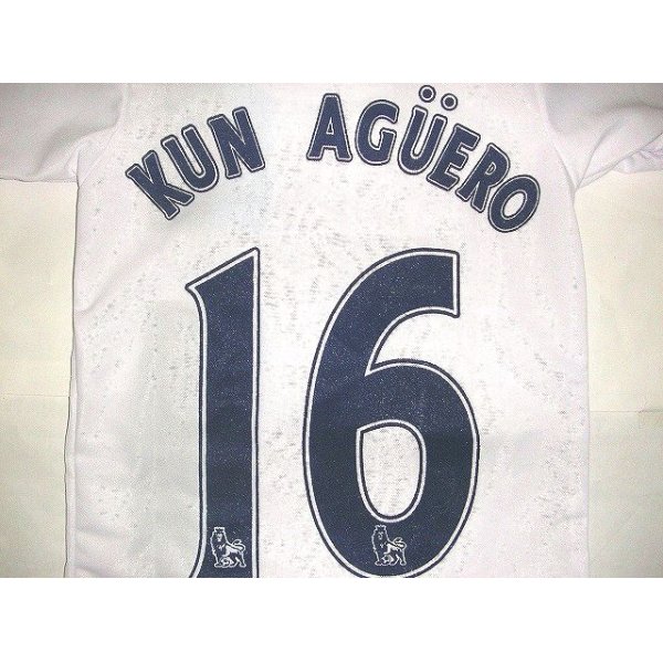 画像1: 子供用 K077 マンチェスターシティーAWAY KUN AGUERO*16 アグエロ 白 ゲームシャツ パンツ付 /サッカー/オーダーメイド/ネーム作成/通販/キッズ/ジュニア/子供用/大人用/オリジナル (1)