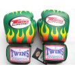 画像1: 新品 正規 TWINS 本格ボクシンググローブ FIRE 緑 /ボクシング/ムエタイ/本革製/グローブ (1)