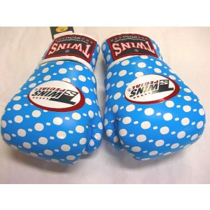 画像: 新品 正規 TWINS 本格ボクシンググローブ 水玉 /ボクシング/ムエタイ/本革製/グローブ