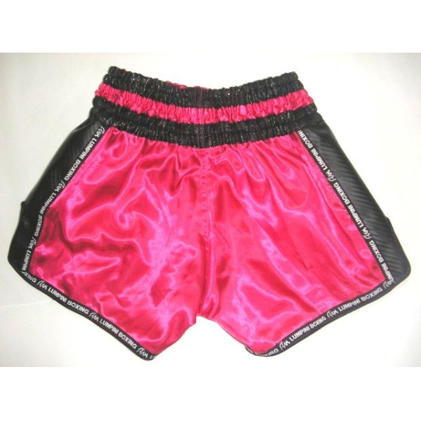 画像2: 新品 サテン 65 LUMPINI ボクシングパンツ S/M/L/XL 選択 ピンク黒ショート /ボクシング/ムエタイ/トランクス/通販/大人用/キッズ用/ジュニア/子供用 (2)