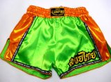 画像: 新品 サテン 70 LUMPINI ボクシングパンツ S/M/L/XL 選択 緑オレンジショート /ボクシング/ムエタイ/トランクス/通販/大人用/キッズ用/ジュニア/子供用