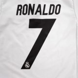 画像: 子供用 K001 レアルマドリードHOME RONALDO*7 ロナウド 白青ライン 17 ゲームシャツ パンツ付