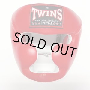 画像: 新品 正規 TWINS ヘッドギア 赤 /ボクシング/ムエタイ/ヘッドガード/本革製/